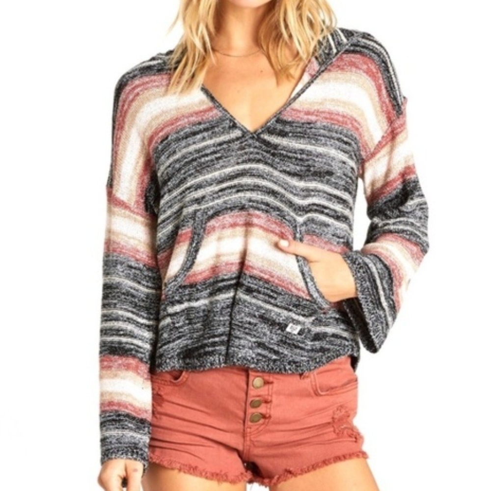 Billabong Baja Beach Striped Knit Pullover Sweater/Hoodie - Size S
